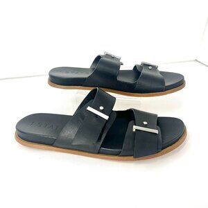 Sz 8.5 - 1.State Women's Ocel Black Leather Dual Buckle Strap Slip‎ On Sandal